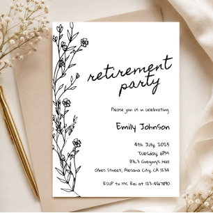 Modern Minimalist Retirement Party Floral Invitation