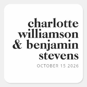 Modern Minimalist Retro Typography Black and White Square Sticker