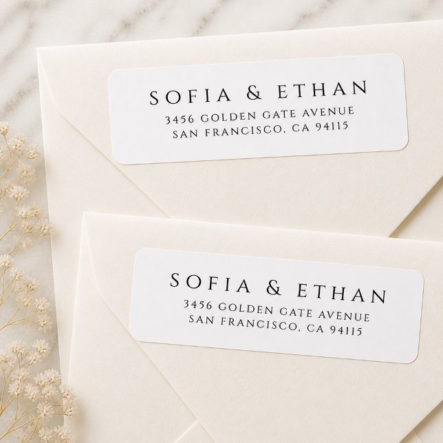 Modern Minimalist Return Address Label  (Modern Minimalist Return Address Label displayed on cream envelopes.)