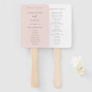 Modern Minimalist Rose and White Wedding Programs Hand Fan