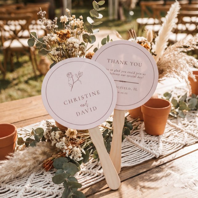 Modern Minimalist Rose Boho Flower Wedding Hand Fan (Creator Uploaded)