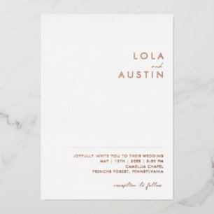 Modern Minimalist Rose Gold Casual Wedding Real