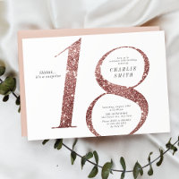 Modern minimalist rose gold glitter 18th birthday