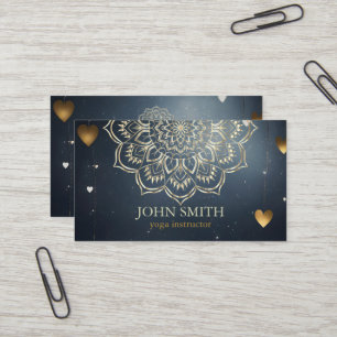 Modern Minimalist Rose Gold Lotus Yoga Instructor Business Card