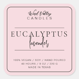 Modern minimalist rose pink candle label