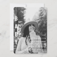 Modern Minimalist Rounded B/W Photo Baby Shower