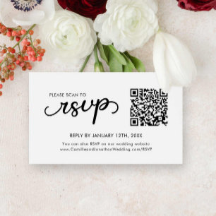 Modern Minimalist RSVP QR Code Card