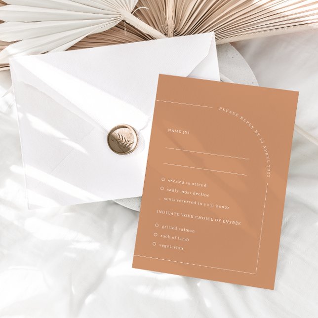 Modern Minimalist Rust Boho Arch Meal Choices RSVP Card (Creator Uploaded)