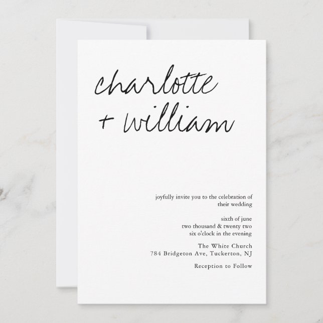 Modern Minimalist Rustic Calligraphy Wedding Invitation (Front)