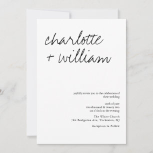 Modern Minimalist Rustic Calligraphy Wedding Invitation