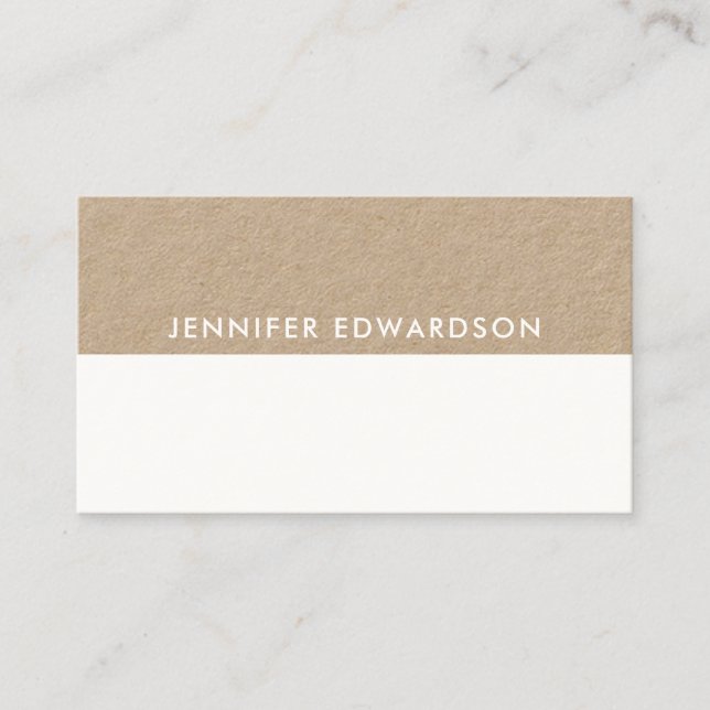 Modern minimalist rustic kraft and white business card (Front)