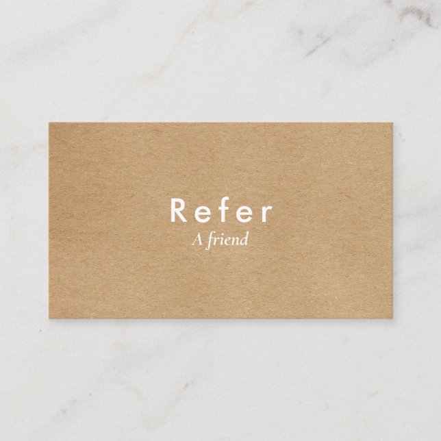 Modern Minimalist Rustic Kraft Referral Card (Front)