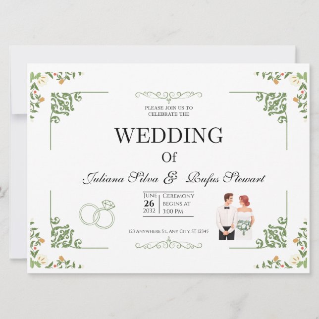 Modern Minimalist Sage Green Arched  Wedding Card (Front)