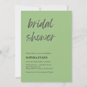 Modern Minimalist Sage Green Bridal Shower Invitation