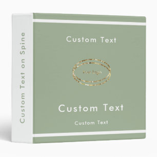 Modern Minimalist Sage Green Custom Business Logo Binder