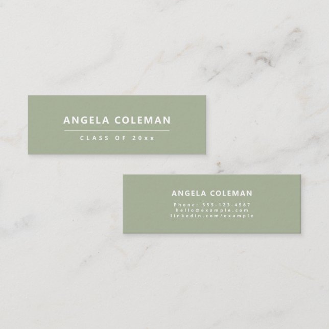 Modern Minimalist Sage Green Graduation Name Card (Front/Back)