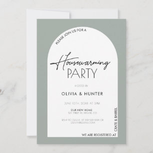 Modern Minimalist Sage Green Housewarming Invitation
