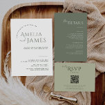 Modern Minimalist sage green photo Wedding Invitation<br><div class="desc">modern green Wedding Invitation,  Modern sage green Wedding Invite,  green Wedding Invitation,   Boho Wedding Invitation.</div>