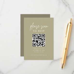 Modern Minimalist Sage Green Please Scan RSVP Enclosure Card