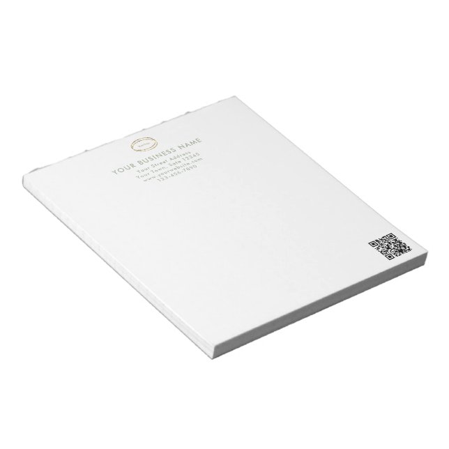 Modern Minimalist Sage Green QR Code Business Logo Notepad (Angled)