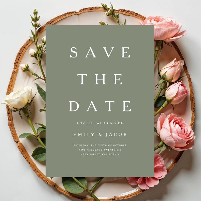 Modern Minimalist Sage Green Save The Date (Modern Minimalist Sage Green Save The Date)