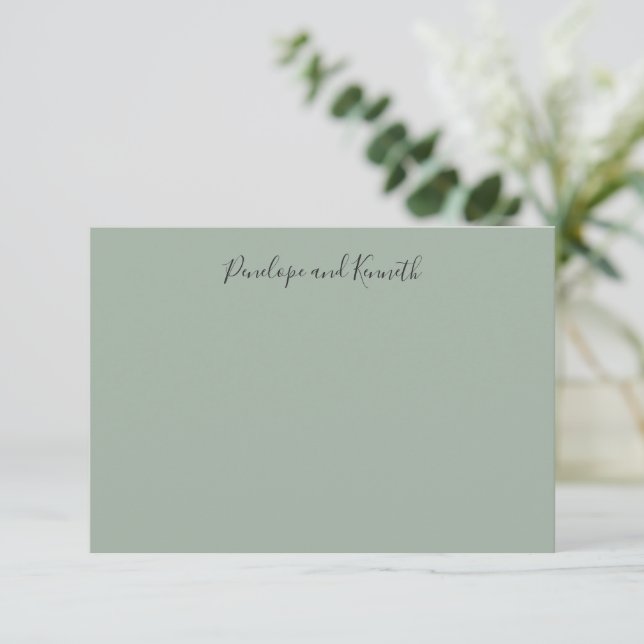 Modern Minimalist Sage Green Script Typography Thank You Card (Standing Front)