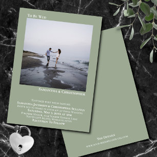 Modern Minimalist Sage Green Simple Photo Wedding Invitation