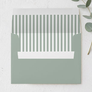 Modern Minimalist Sage Green Stripes Envelope