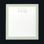 Modern Minimalist Sage Green To Do List Notepad<br><div class="desc">Modern Minimalist Sage Green To Do List Notepad. Create your own personalized checklist for daily tasks.</div>