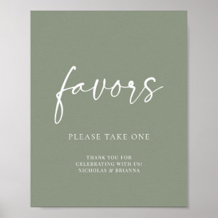 Modern Minimalist Sage Green Wedding Favours Poster