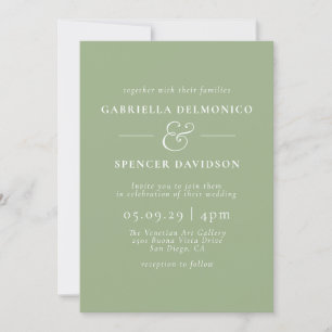 Modern Minimalist Sage Green Wedding Invitation