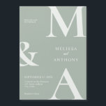 Modern Minimalist Sage Green Wedding Magnetic Invitation<br><div class="desc">Modern Minimalist Sage Green Wedding Magnetic Invitation. Features bold monogram typography and minimal graphic design. Personalize text with all the details of your special day.</div>