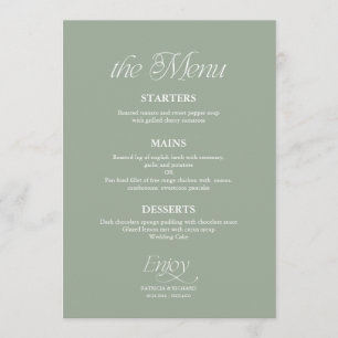 Modern Minimalist Sage Green Wedding Menu