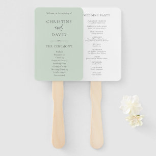 Modern Minimalist Sage Green Wedding Programs Hand Fan
