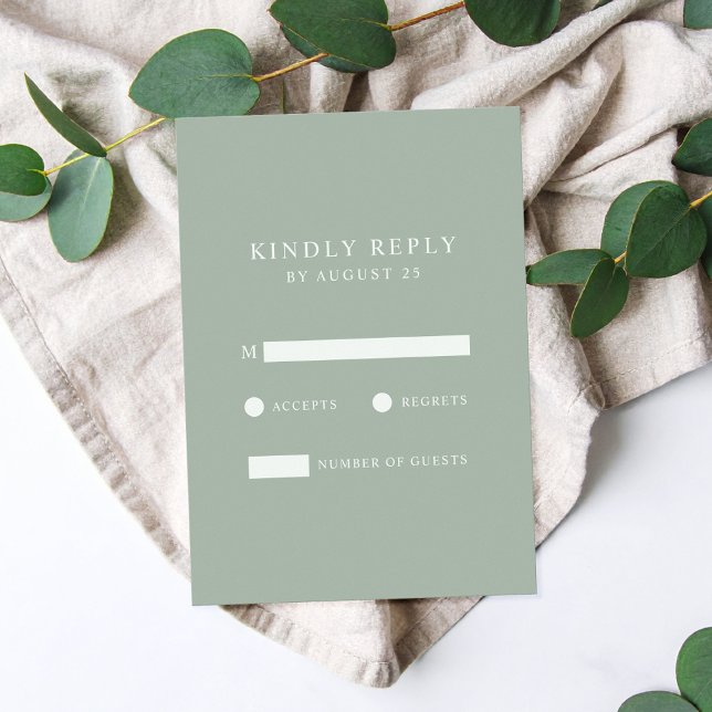 Modern Minimalist Sage Green Wedding  RSVP Card (Creator Uploaded)