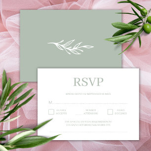 Modern Minimalist Sage Green Wedding RSVP Enclosure Card