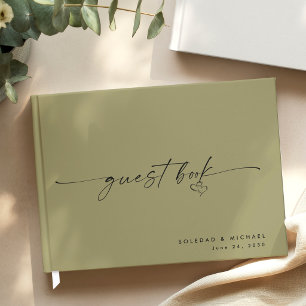 Modern Minimalist Sage Script Wedding  Guest Book