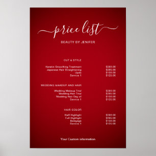 Modern Minimalist Salon Price List Sign for Beauty