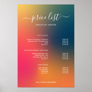 Modern Minimalist Salon Price List Sign for Beauty