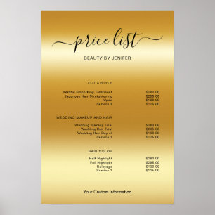 Modern Minimalist Salon Price List Sign for Beauty