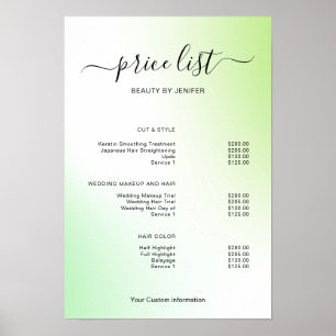 Modern Minimalist Salon Price List Sign for Beauty