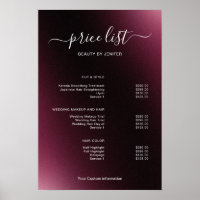 Modern Minimalist Salon Price List Sign for Beauty