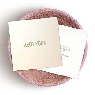 Modern Minimalist Satin Ivory White Square Square Business Card