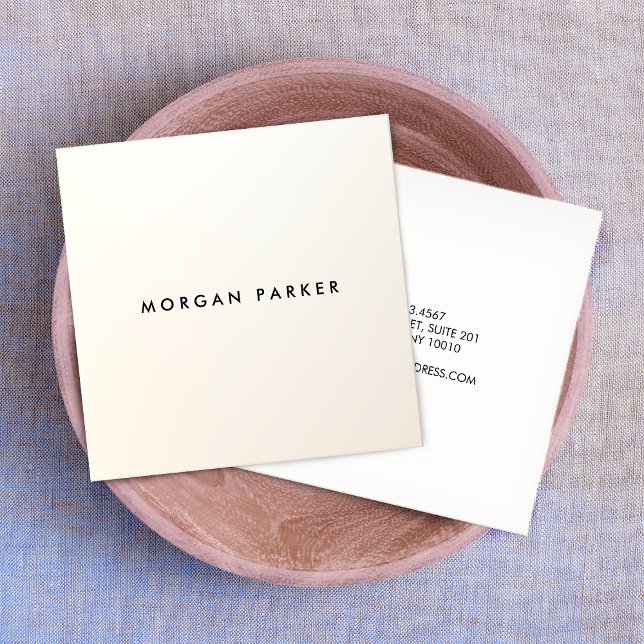 Modern Minimalist Satin Ivory White Square Square Business Card (Creator Uploaded)
