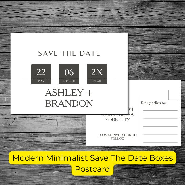 Modern Minimalist Save The Date Boxes Postcard (Modern Minimalist Save The Date Boxes Postcard)