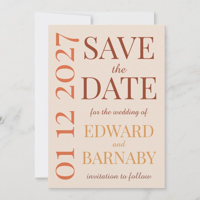 Modern Minimalist Save the Date Card with Oversize (Devant)
