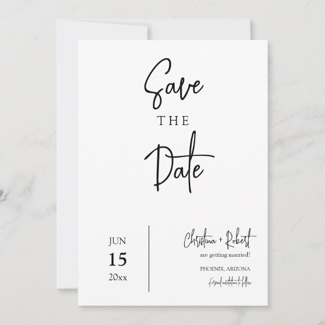Modern Minimalist Save the Date Photo Boho Wedding Invitation (Front)