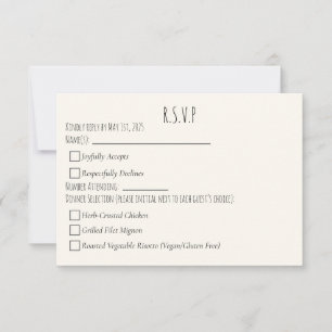 Modern Minimalist Save The Date Simple Wedding RSVP Card