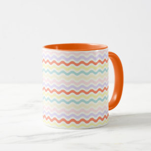 Modern Minimalist Scalloped Pastel Waves Linear Mug