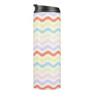 Modern Minimalist Scalloped Pastel Waves Linear Thermal Tumbler